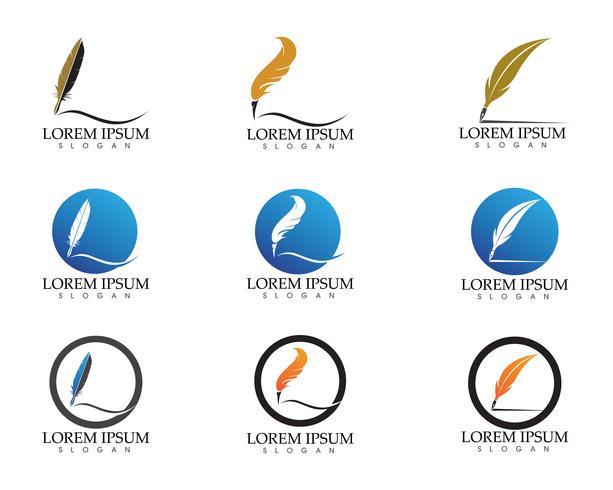 Pluma pluma escribir signo logo plantilla aplicación iconos vector