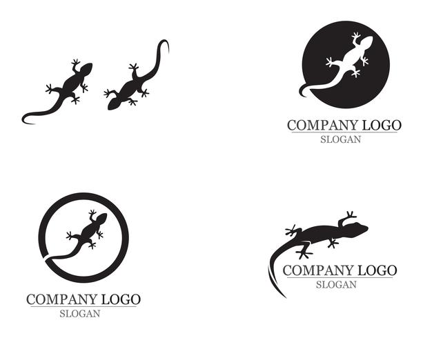 Lizard Chameleon Gecko Silhouette black vector 10