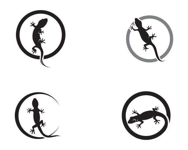 Lizard Chameleon Gecko Silhouette black vector 10