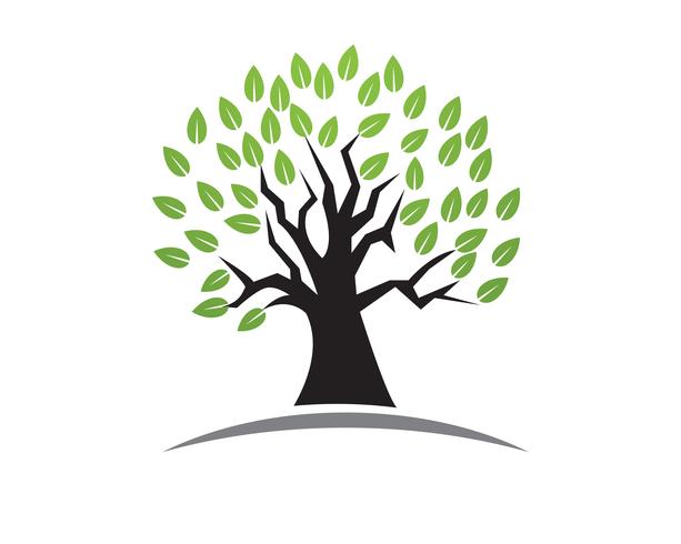 Plantilla de logotipo de vector de tarjeta de identidad de personas verdes de árbol