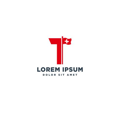 letter T and swiss national logo concept vector illustration icon element