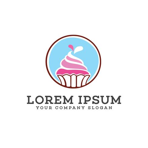 Ice cream cake logo design concept template vector