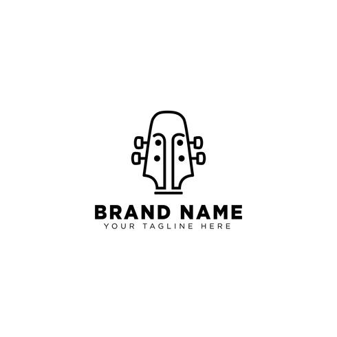 guitar linear logo design template vector icon illustration