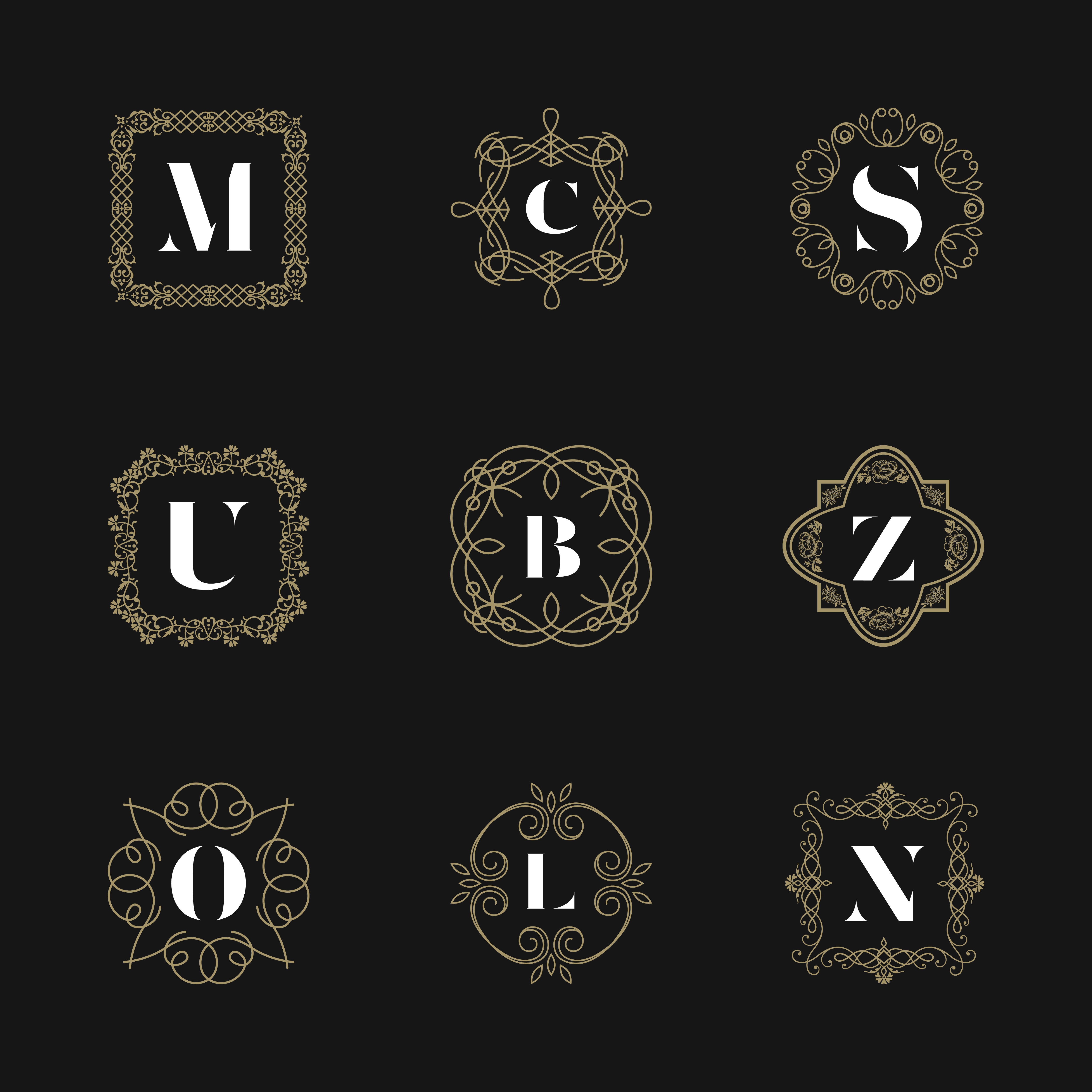 Download Monogram emblem insignia set. Calligraphic logo ornament ...