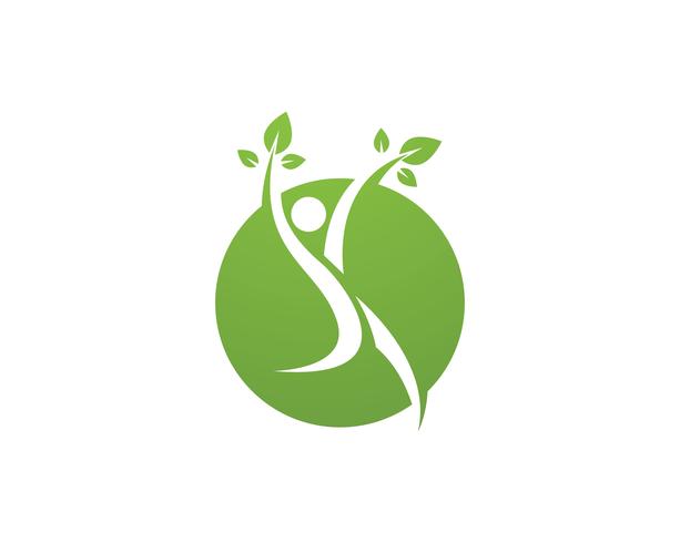 Plantilla de logotipo de hoja verde personas tarjeta de identidad vector