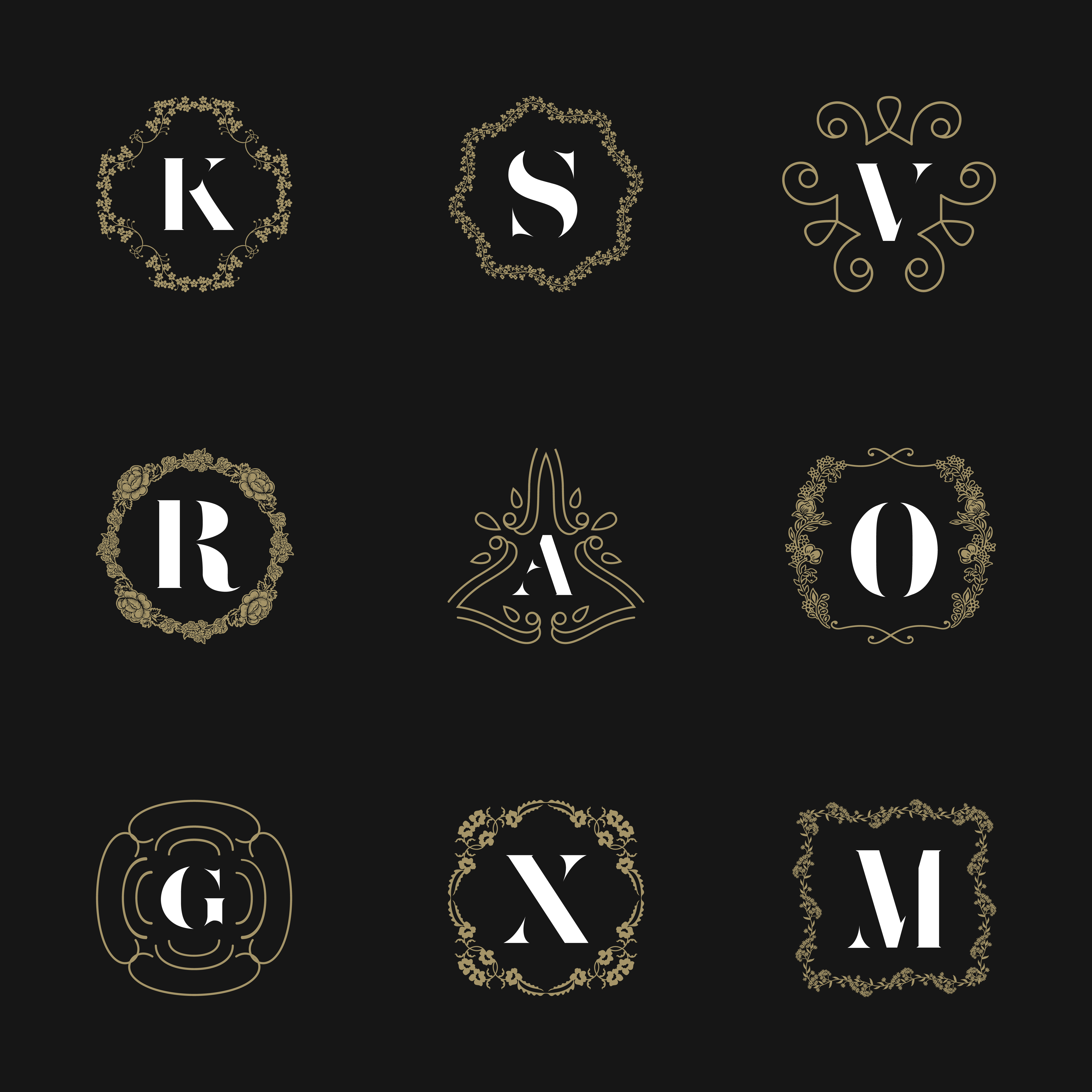 Download Monogram emblem insignia set. Calligraphic logo ornament vector - Download Free Vectors, Clipart ...