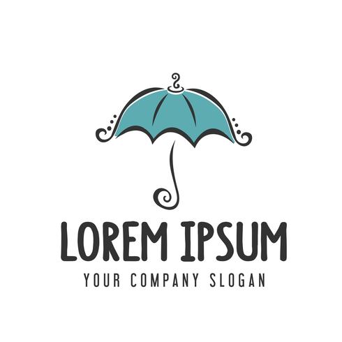 cute sweet umbrella logo. hand drawn style design concept template vector