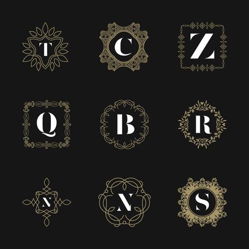 Monogram emblem insignia set. Calligraphic logo ornament vector 