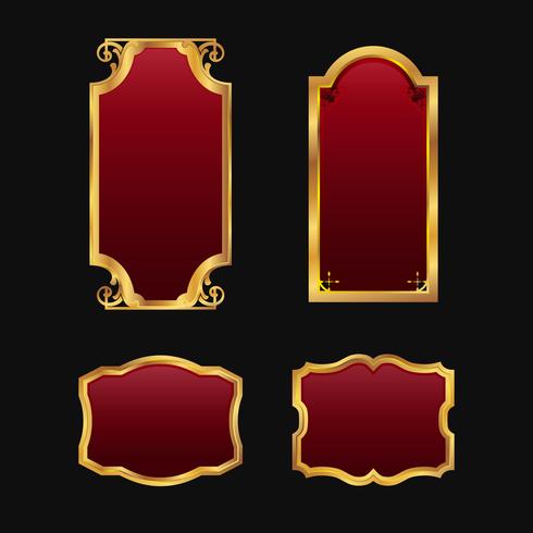 Labels with 3D decorative red golden frames collection set vector