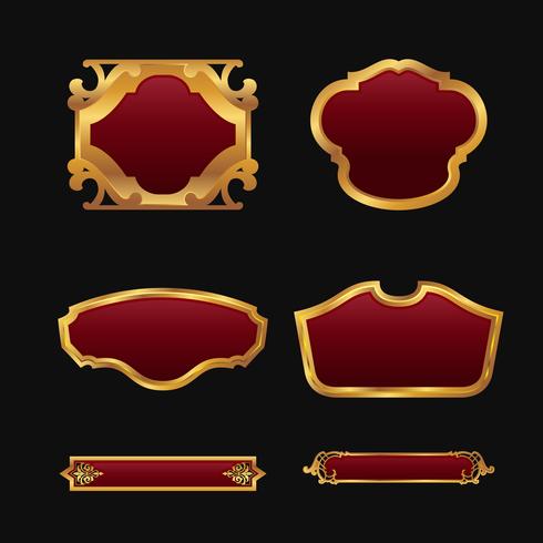 Labels with 3D decorative red golden frames collection set vector