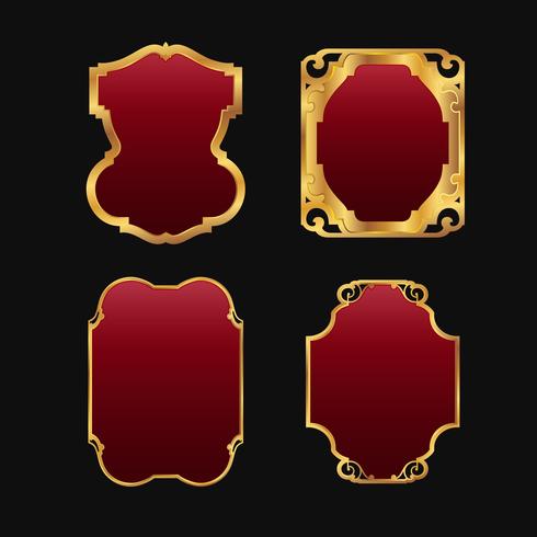 Labels with 3D decorative red golden frames collection set vector