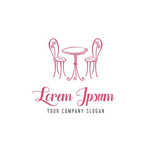 romantic chair table logo. romantic cafe logo design concept tem vector