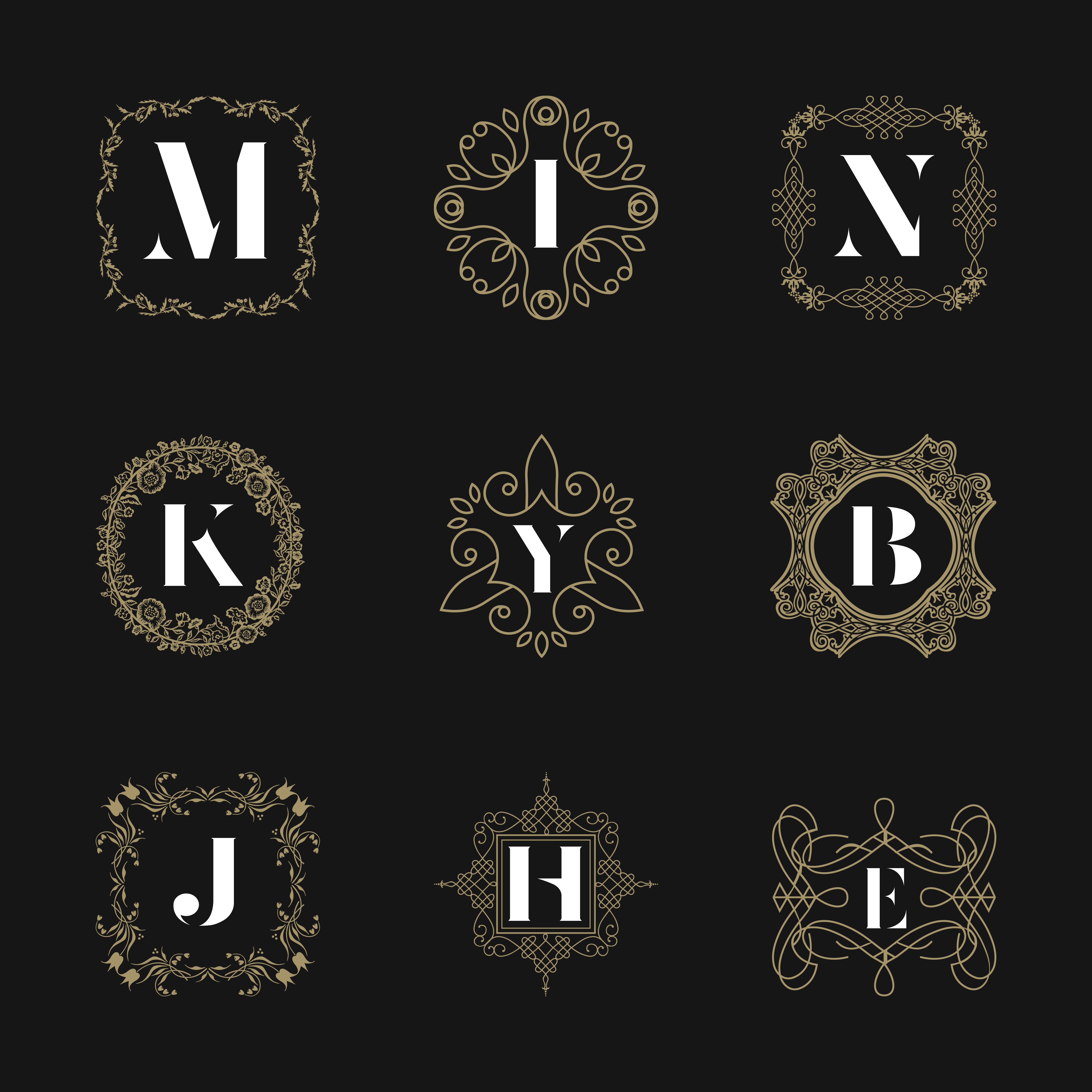 Download Monogram emblem insignia set. Calligraphic logo ornament vector 610758 - Download Free Vectors ...