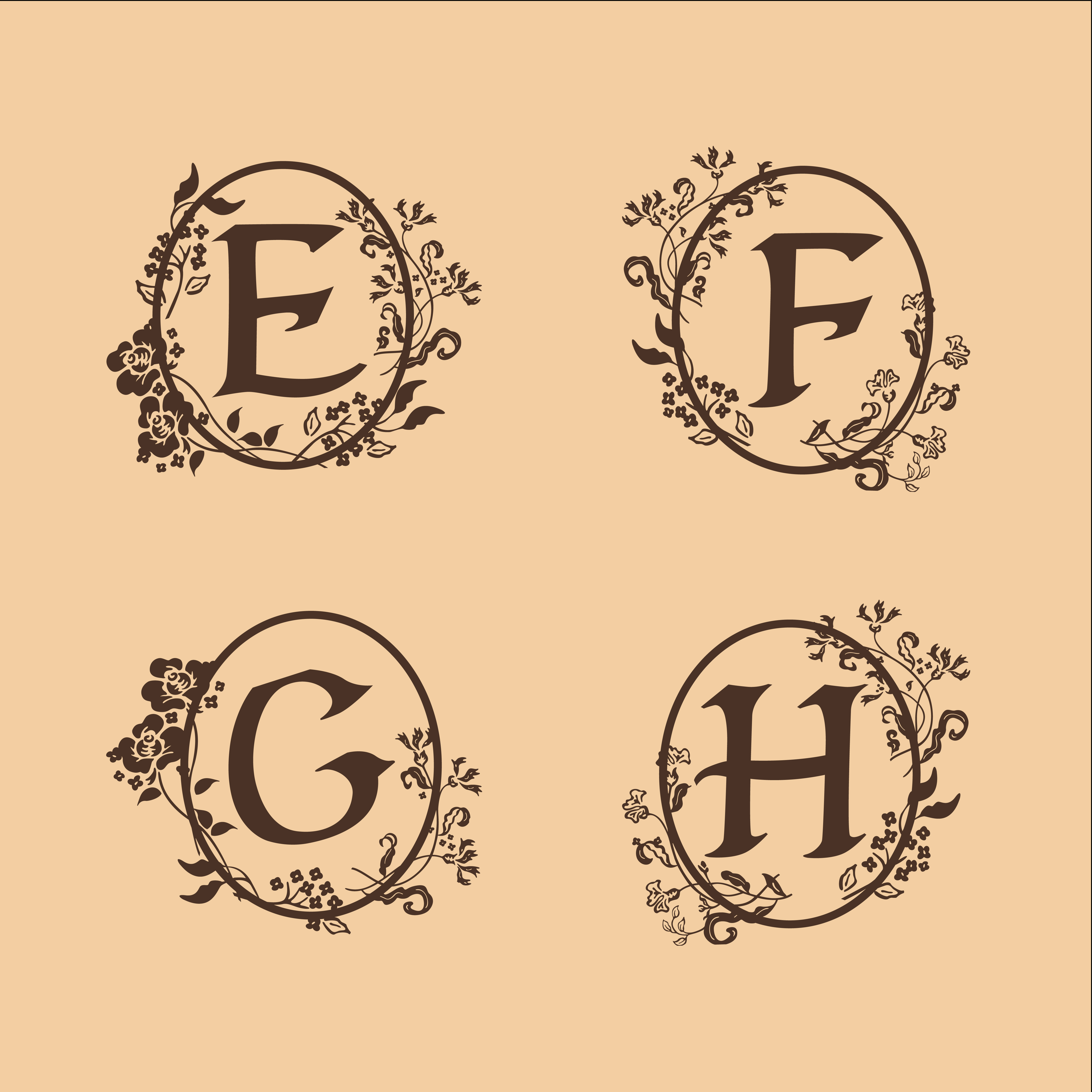 Decoration Letter E F G H Logo Design Concept Template