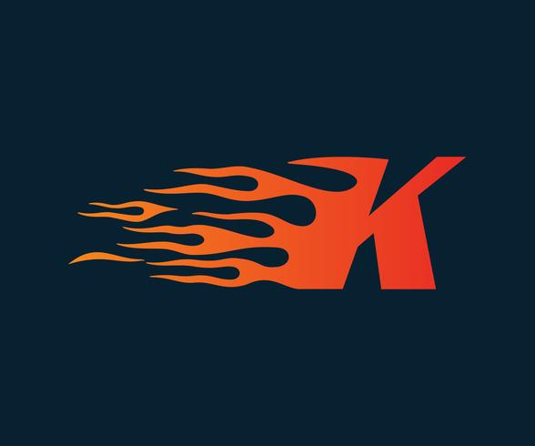 Letter K flame Logo. speed logo design concept template vector