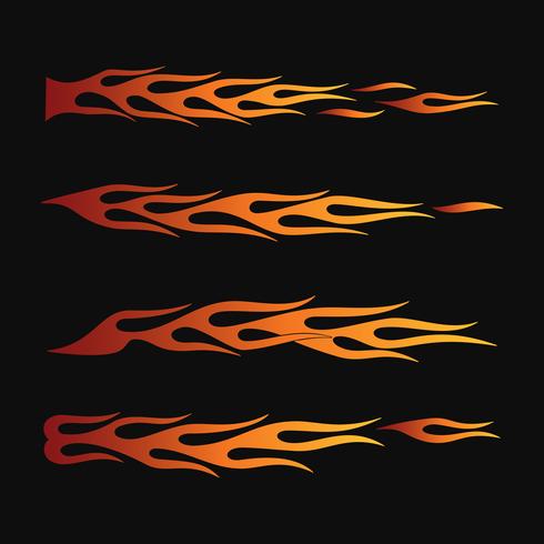 Llamas de fuego en estilo tribal para tatuajes, vehículos y diseños de decoración de camisetas. Conjunto de colección de gráficos de vehículos, rayas y vinilo. vector