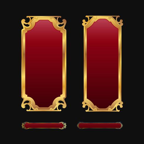 Labels with 3D decorative red golden frames collection set vector