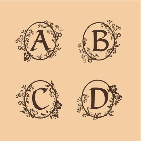 decoration Letter A, B, C, D logo design concept template vector