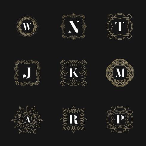 Monogram emblem insignia set. Calligraphic logo ornament vector 