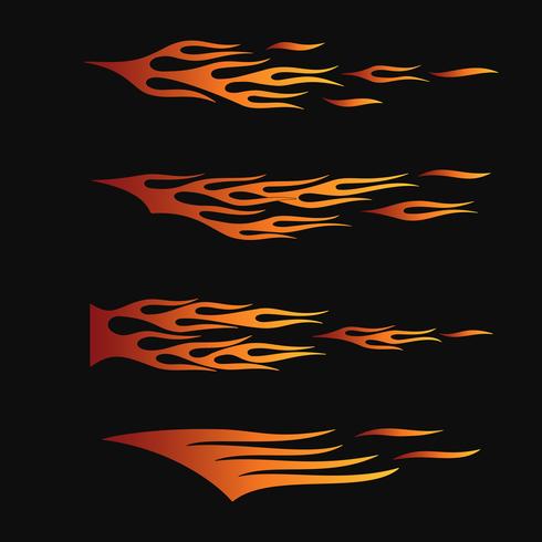 Llamas de fuego en estilo tribal para tatuajes, vehículos y diseños de decoración de camisetas. Conjunto de colección de gráficos de vehículos, rayas y vinilo. vector