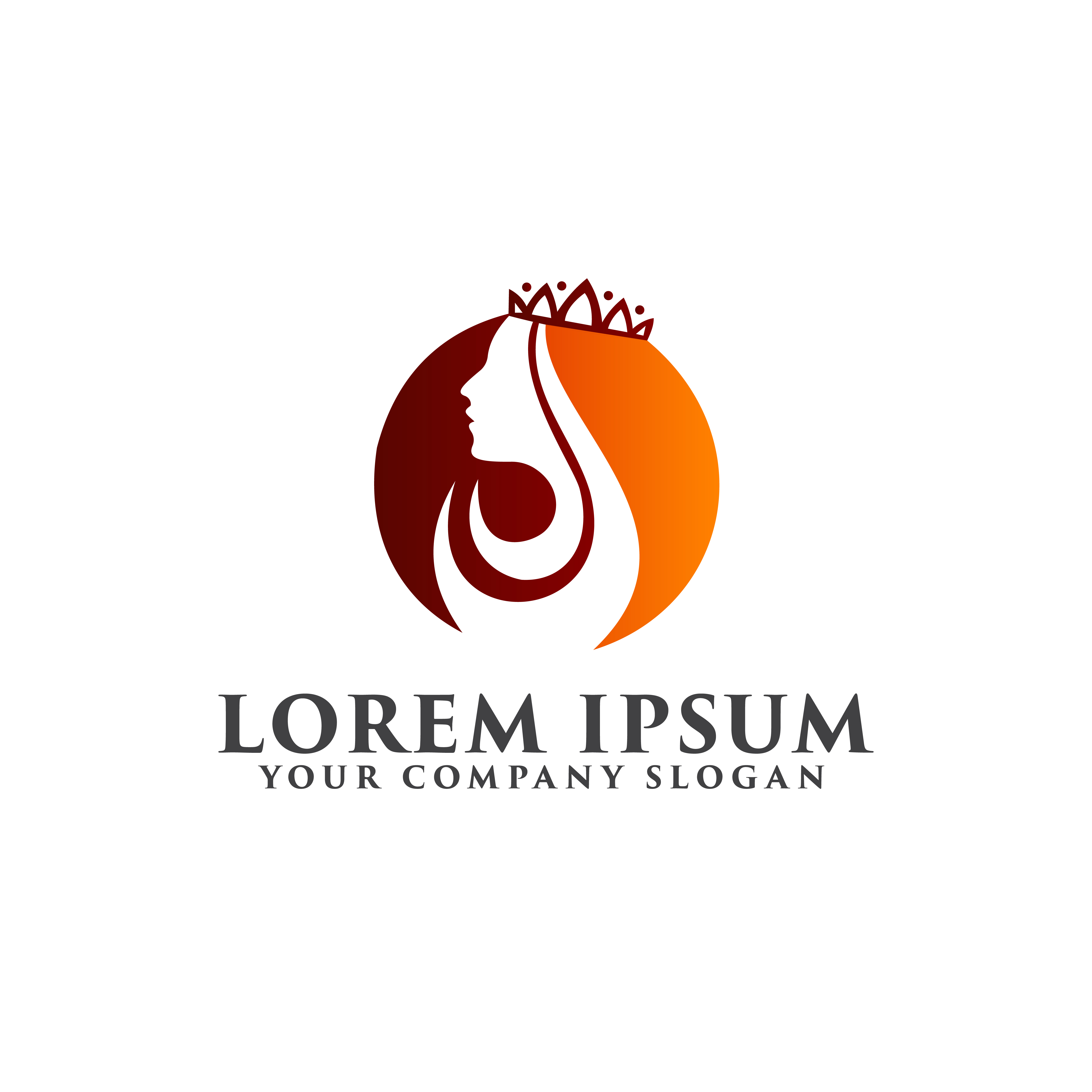 beauty woman with crown logo design concept template
