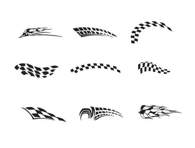 Vector of checkered racing flag splatters.