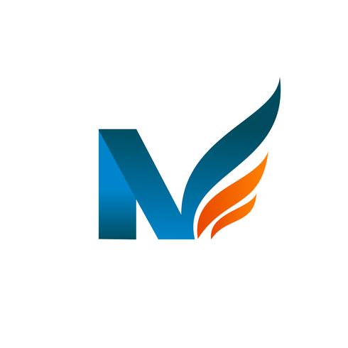 letter n wings logo design concept template vector