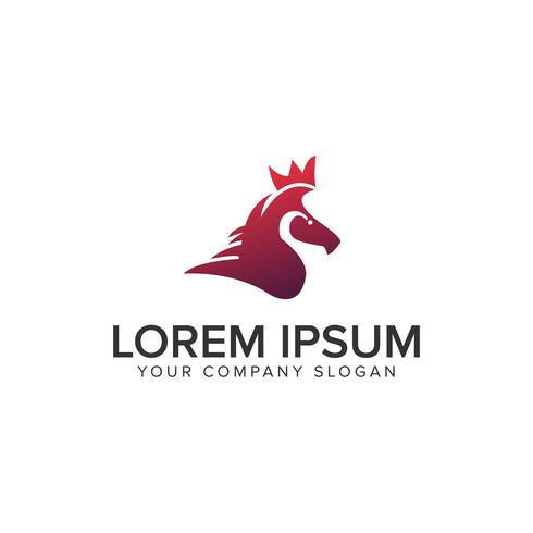 Resumen caballo con corona plantilla de concepto de diseño de logotipo vector