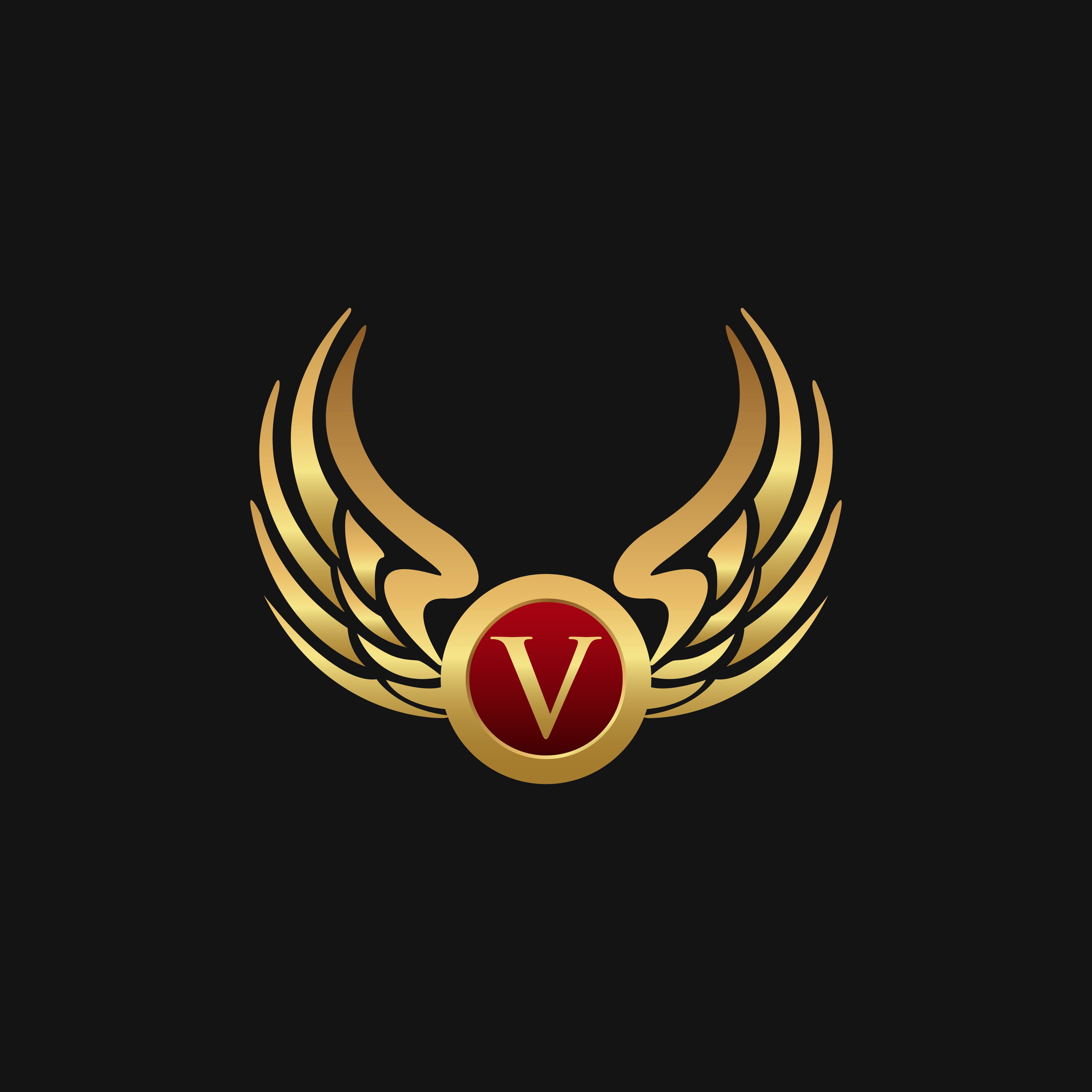 Luxury Letter V Emblem Wings logo design concept template 611194
