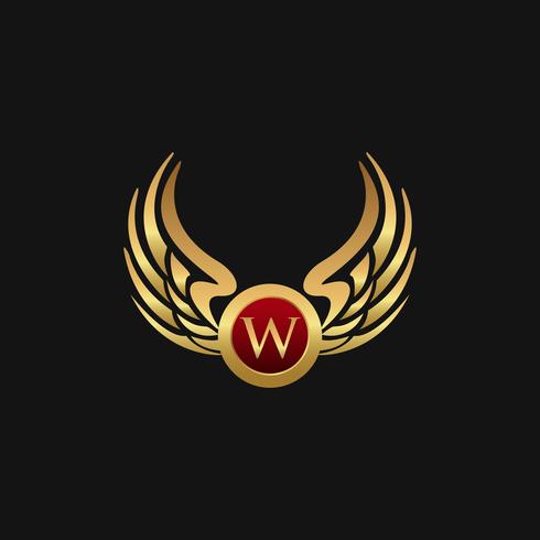Luxury Letter W Emblem Wings logo design concept template vector