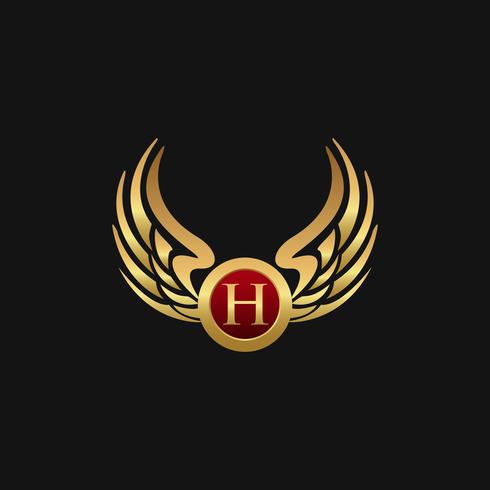 Luxury Letter H Emblem Wings logo design concept template vector