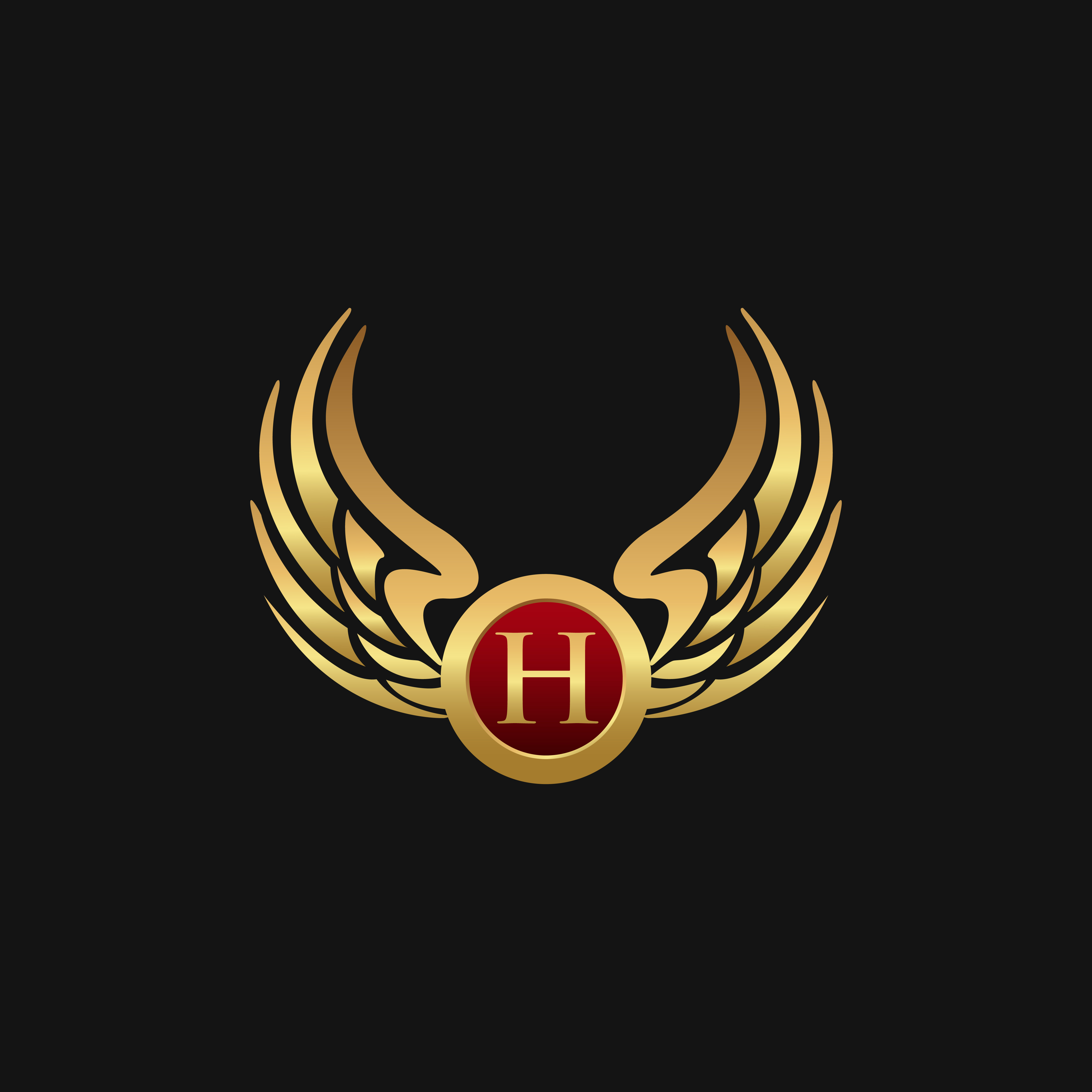 Luxury Letter H Emblem Wings logo design concept template - Download
