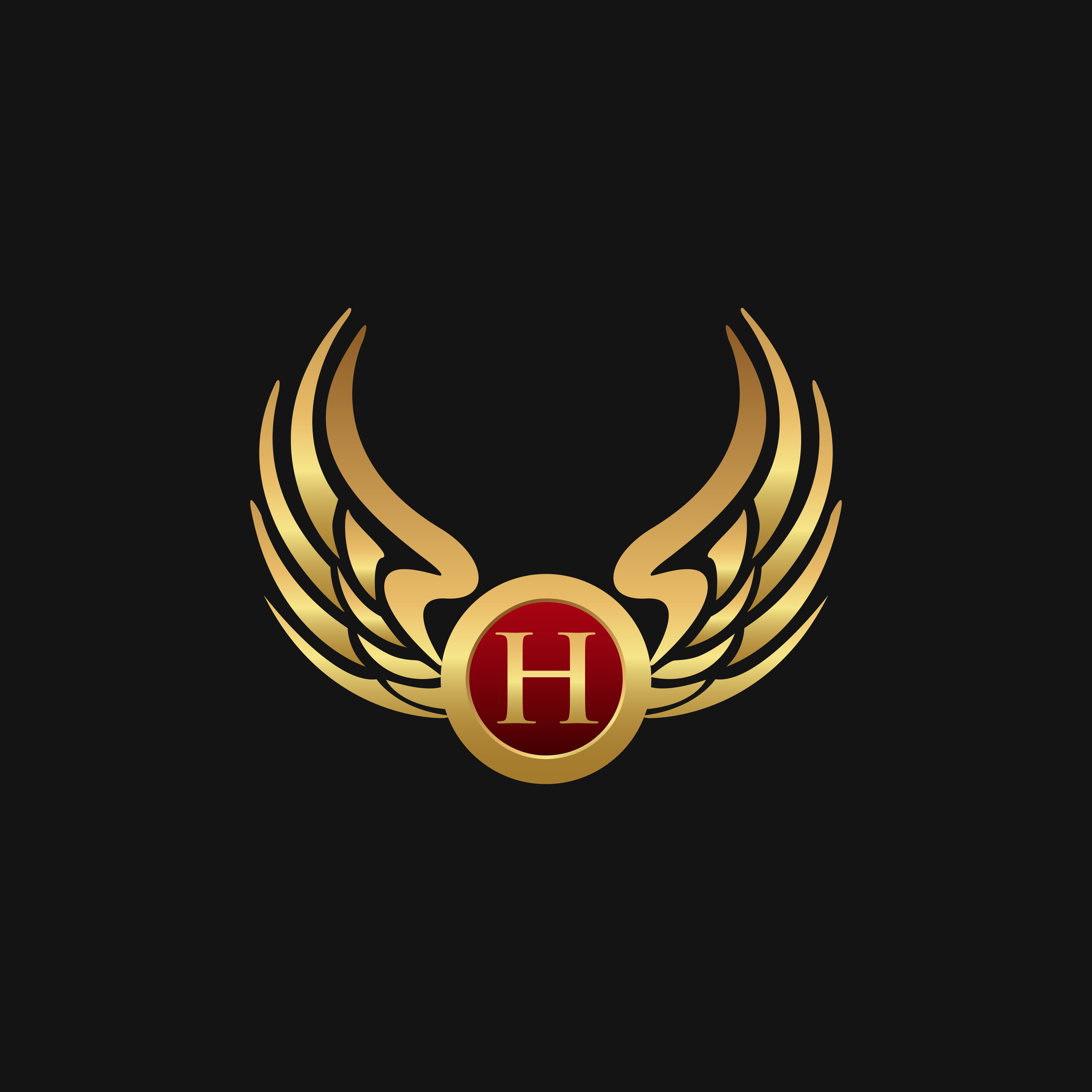 Luxury Letter H Emblem Wings Logo Design Concept Template Download