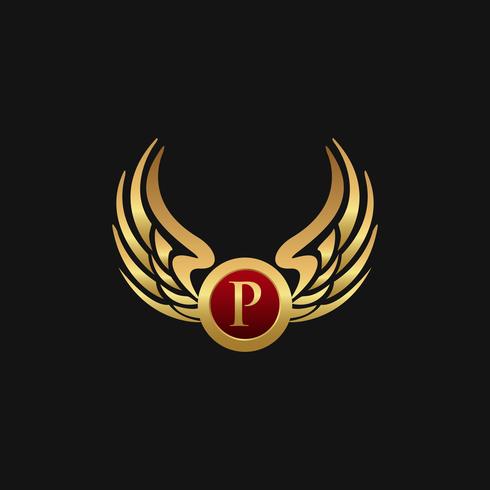 Luxury Letter P Emblem Wings logo design concept template vector