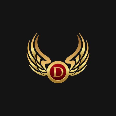 Luxury Letter D Emblem Wings logo design concept template vector