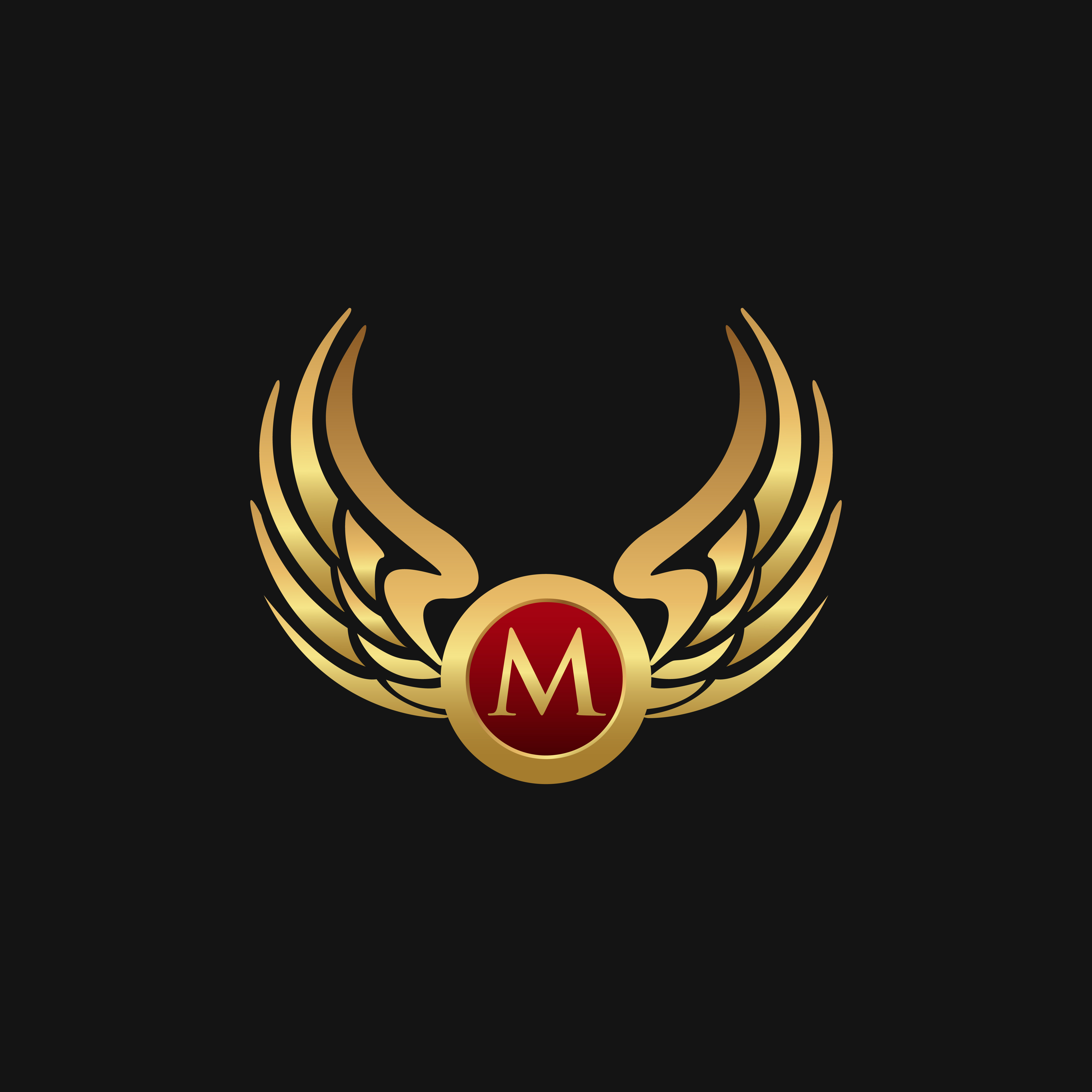 Download Luxury Letter M Emblem Wings logo design concept template ...