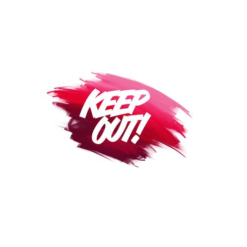 Hand-written lettering brush phrase keep out with watercolor background vector