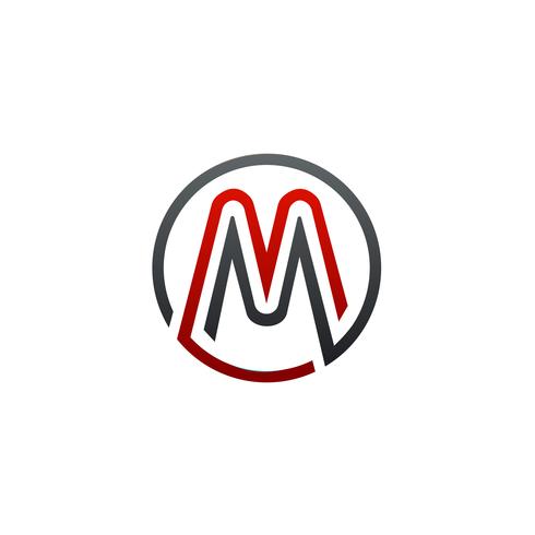 letter m circular logo design concept template vector