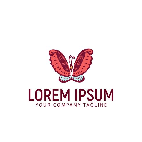 butterfly hand drawn logo design concept template vector