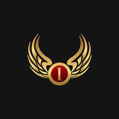 Luxury Letter I Emblem Wings logo design concept template vector