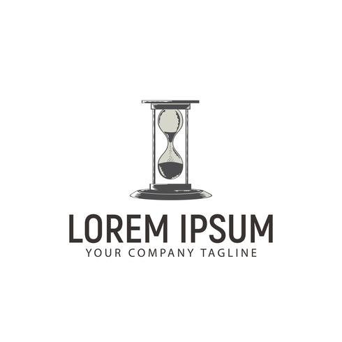 hourglass hand drawn logo design concept template vector