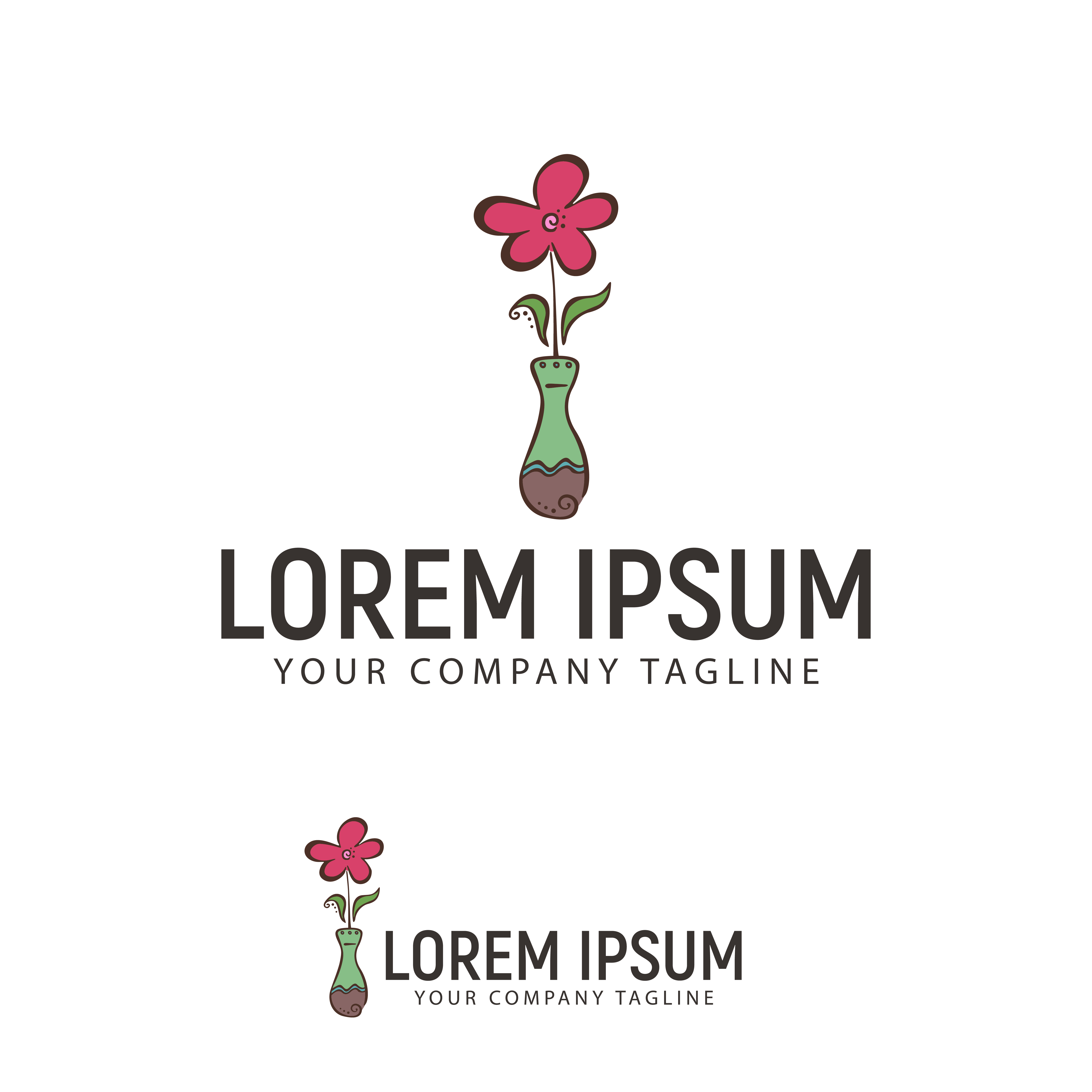 flower and vase hand drawn Logo design concept template 611538 Vector