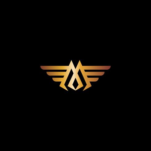 Letter M Wings luxury logo design concept template vector