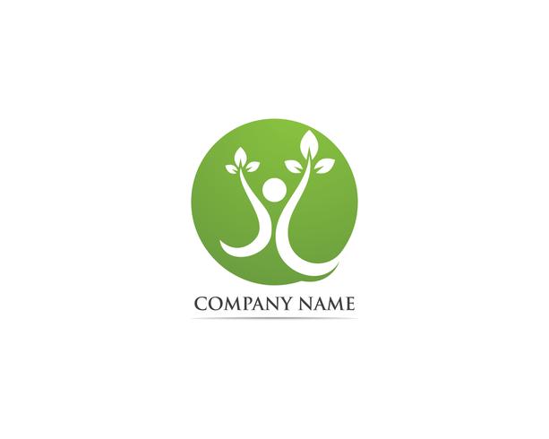 Hoja verde personas identidad tarjeta vector logo