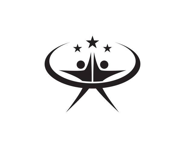 Diseño del ejemplo del icono del vector de la plantilla de la gente del éxito del logotipo de la estrella