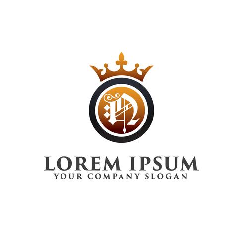 Luxury Letter N with crown Logo design concept template vector