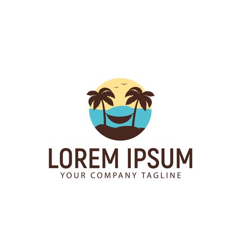 summer beach logo design concept template vector