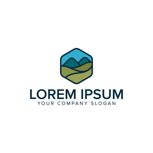 modern mountain meadow logo design concept template vector