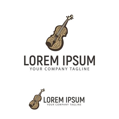 violin hand drawn logo design concept template vector