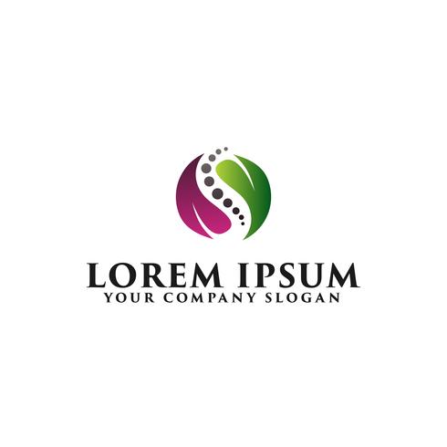 spinal column with leaf logo. medicine pharmacy herbal logo design concept template vector
